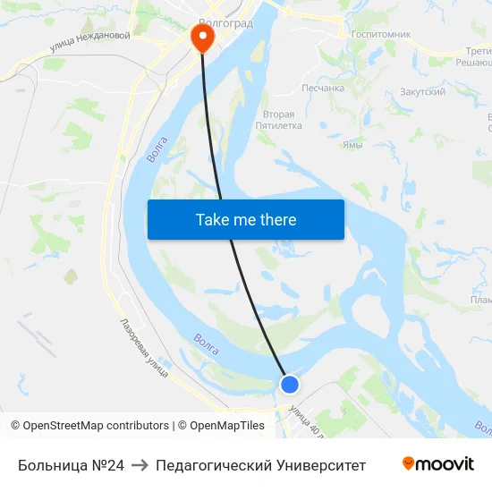 Больница №24 to Педагогический Университет map
