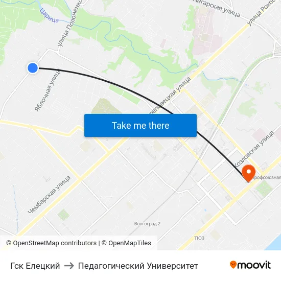 Гск Елецкий to Педагогический Университет map