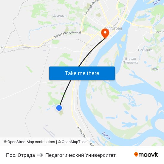 Пос. Отрада to Педагогический Университет map