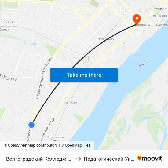 Волгоградский Колледж Нефти И Газа to Педагогический Университет map