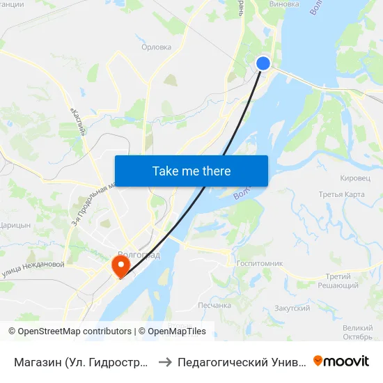Магазин (Ул. Гидростроителей) to Педагогический Университет map
