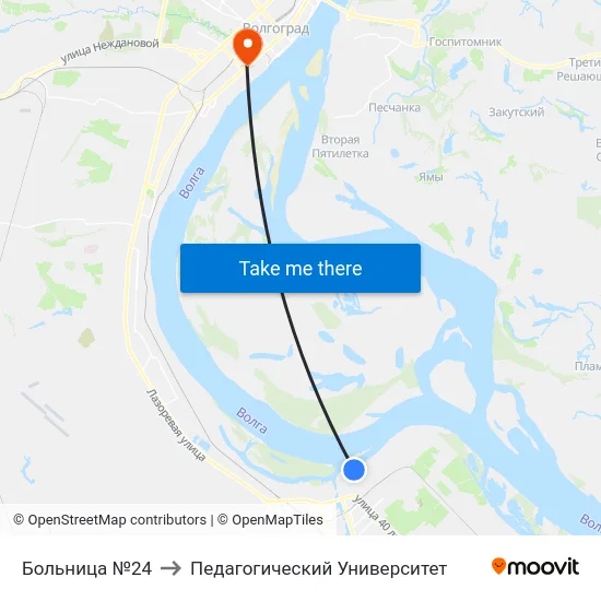Больница №24 to Педагогический Университет map