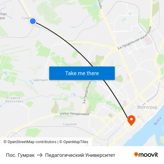 Пос. Гумрак to Педагогический Университет map