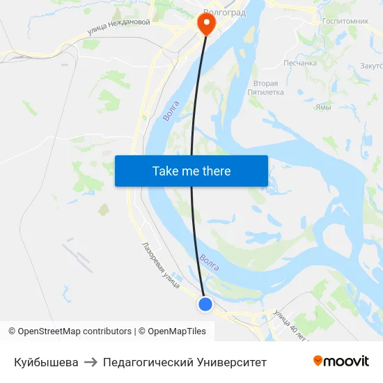 Куйбышева to Педагогический Университет map