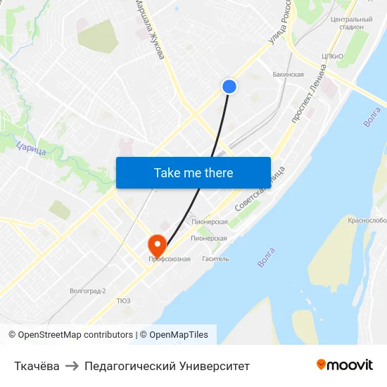 Ткачёва to Педагогический Университет map