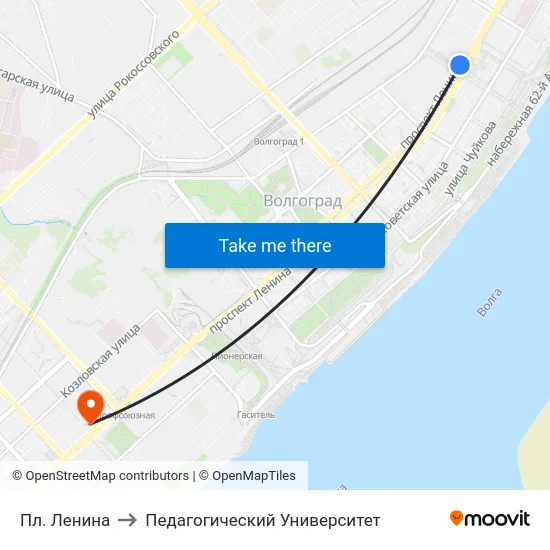 Пл. Ленина to Педагогический Университет map