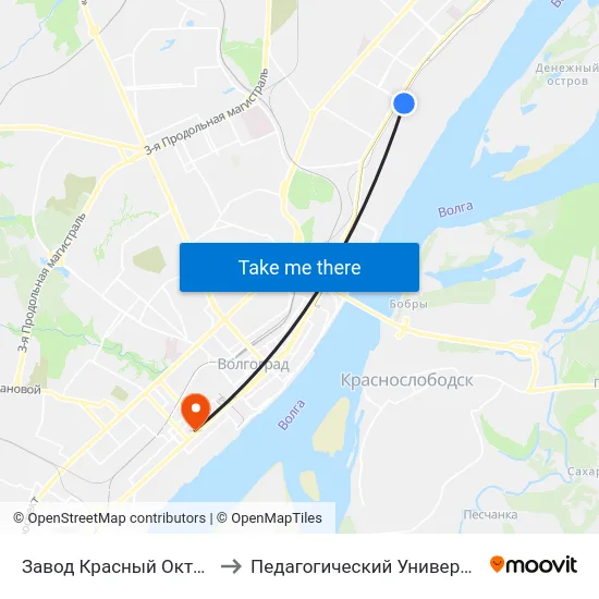 Завод Красный Октябрь to Педагогический Университет map