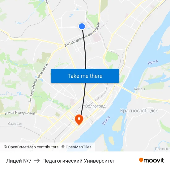 Лицей №7 to Педагогический Университет map