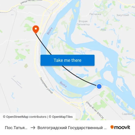 Пос.Татьянка-1 (А) to Волгоградский Государственный Университет "" Волгу"" map