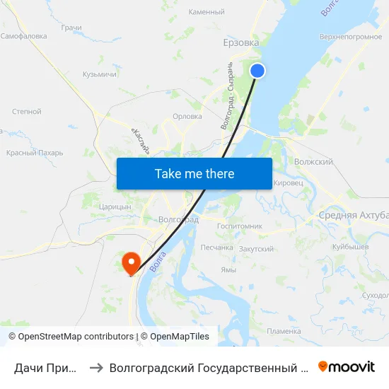 Дачи Приморье (А) to Волгоградский Государственный Университет "" Волгу"" map