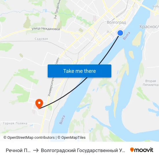 Речной Порт (А) to Волгоградский Государственный Университет "" Волгу"" map