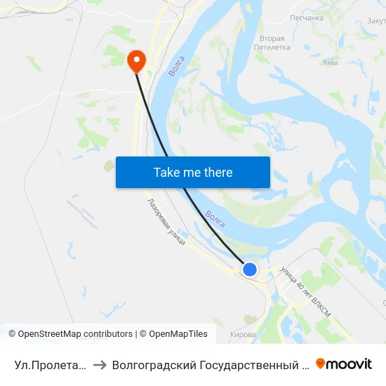 Ул.Пролетарская (А) to Волгоградский Государственный Университет "" Волгу"" map