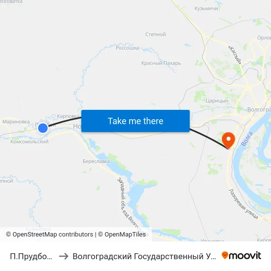 П.Прудбой Тр. (А) to Волгоградский Государственный Университет "" Волгу"" map