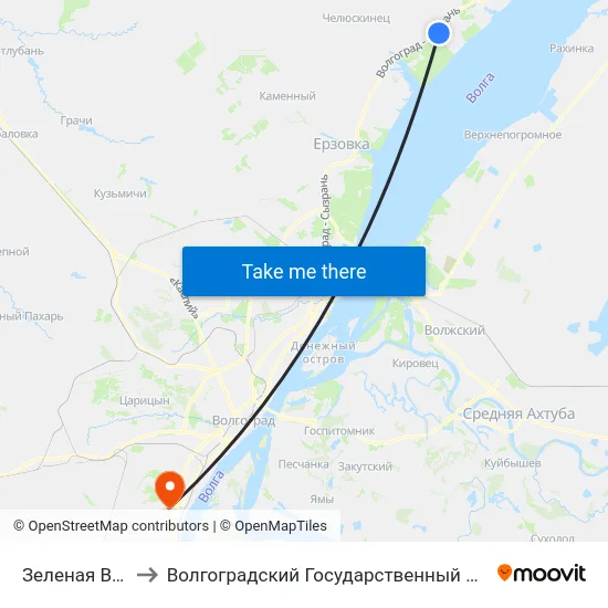 Зеленая Волна (Б) to Волгоградский Государственный Университет "" Волгу"" map
