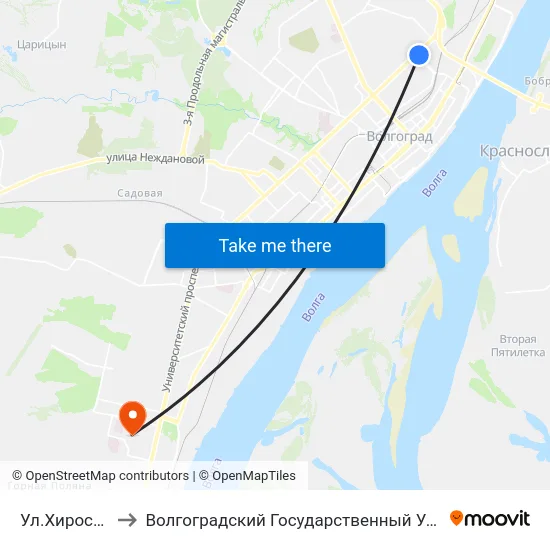Ул.Хиросимы (А) to Волгоградский Государственный Университет "" Волгу"" map