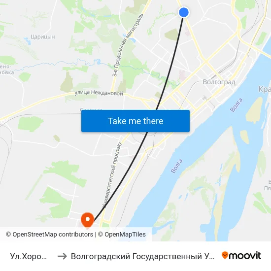 Ул.Хорошева (А) to Волгоградский Государственный Университет "" Волгу"" map