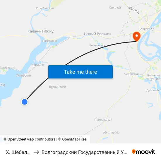 Х. Шебалино (А) to Волгоградский Государственный Университет "" Волгу"" map
