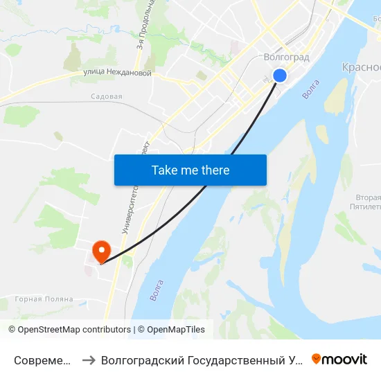 Современник (А) to Волгоградский Государственный Университет "" Волгу"" map