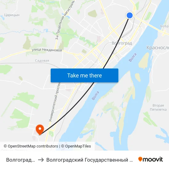 Волгоградсити (А) to Волгоградский Государственный Университет "" Волгу"" map