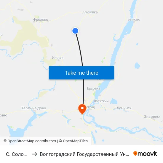 С. Солодча (Б) to Волгоградский Государственный Университет "" Волгу"" map