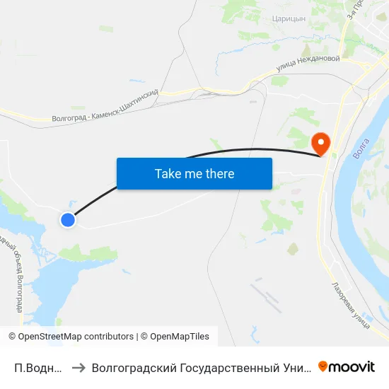 П.Водный (Б) to Волгоградский Государственный Университет "" Волгу"" map