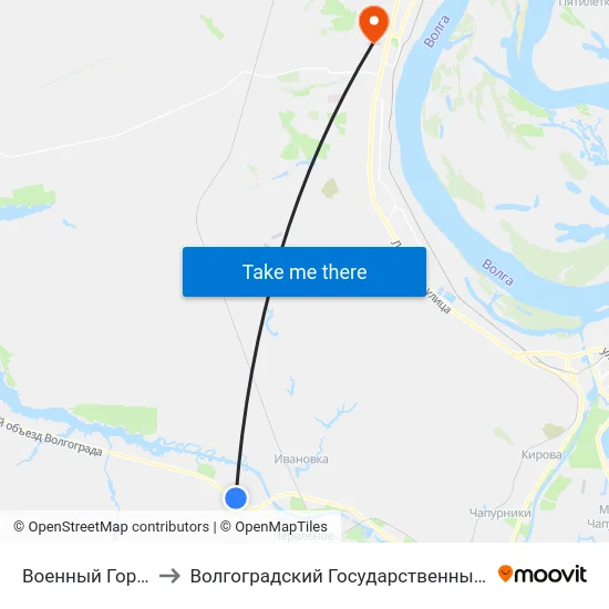 Военный Городок Тр.(А) to Волгоградский Государственный Университет "" Волгу"" map