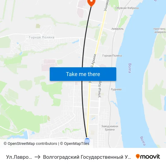 Ул.Лавровая (А) to Волгоградский Государственный Университет "" Волгу"" map