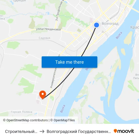 Строительный Техникум (А) to Волгоградский Государственный Университет "" Волгу"" map
