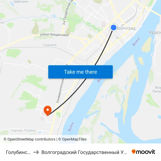 Голубинская (А) to Волгоградский Государственный Университет "" Волгу"" map
