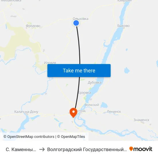 С. Каменный Брод (А) to Волгоградский Государственный Университет "" Волгу"" map