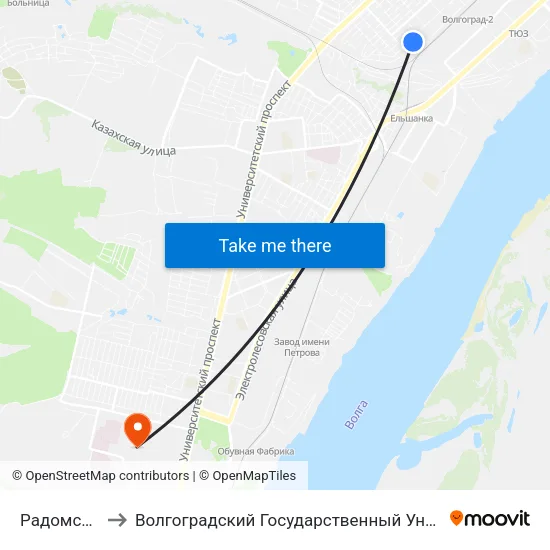 Радомская (Б) to Волгоградский Государственный Университет "" Волгу"" map