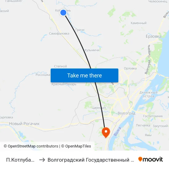 П.Котлубань Тр. (А) to Волгоградский Государственный Университет "" Волгу"" map