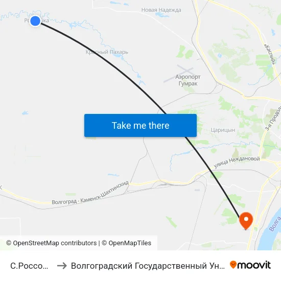 С.Россошки (А) to Волгоградский Государственный Университет "" Волгу"" map