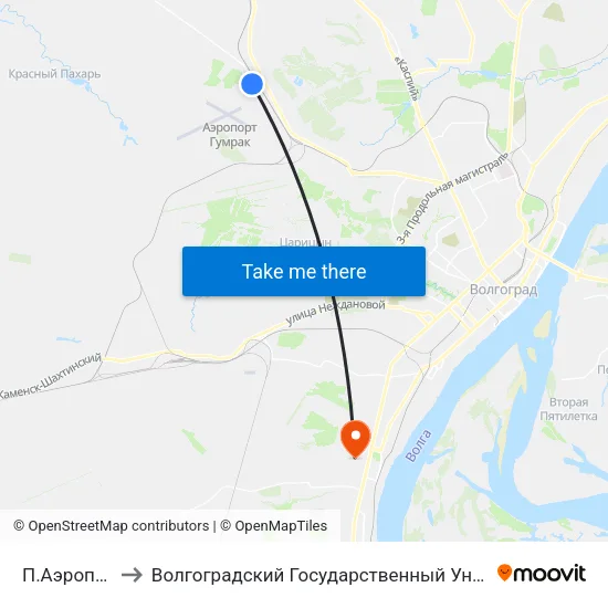 П.Аэропорт (Б) to Волгоградский Государственный Университет "" Волгу"" map