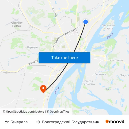 Ул.Генерала Штеменко (А) to Волгоградский Государственный Университет "" Волгу"" map