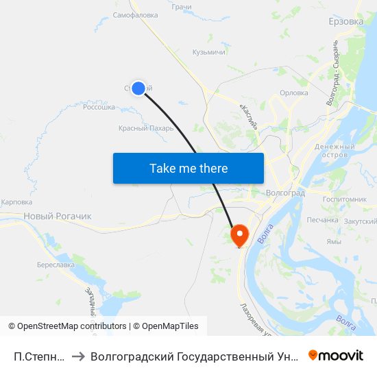 П.Степной (А) to Волгоградский Государственный Университет "" Волгу"" map