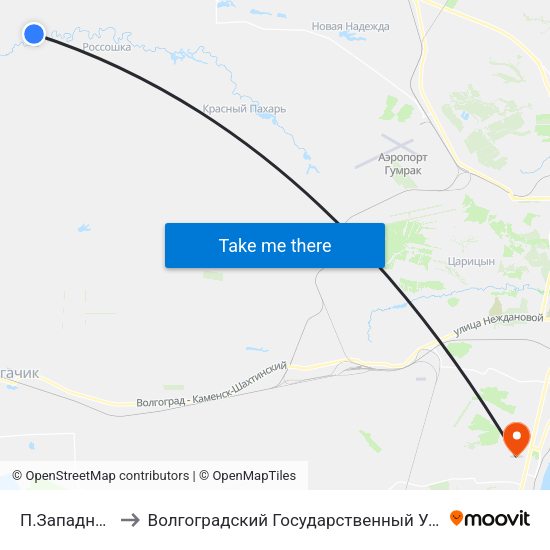 П.Западновка (А) to Волгоградский Государственный Университет "" Волгу"" map