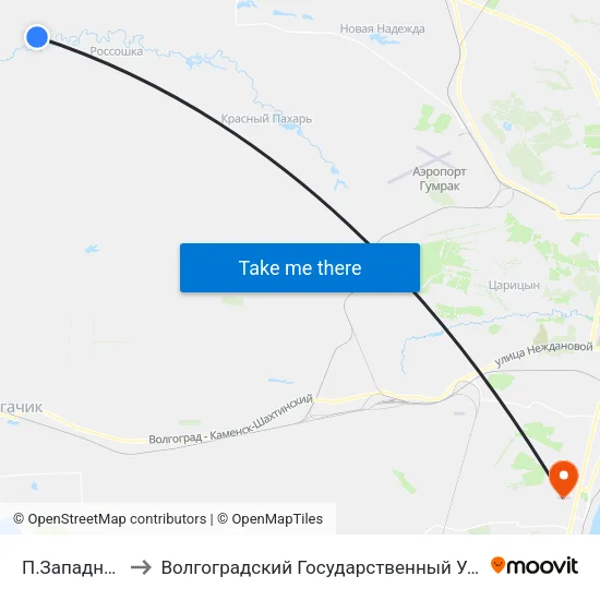 П.Западновка (Б) to Волгоградский Государственный Университет "" Волгу"" map
