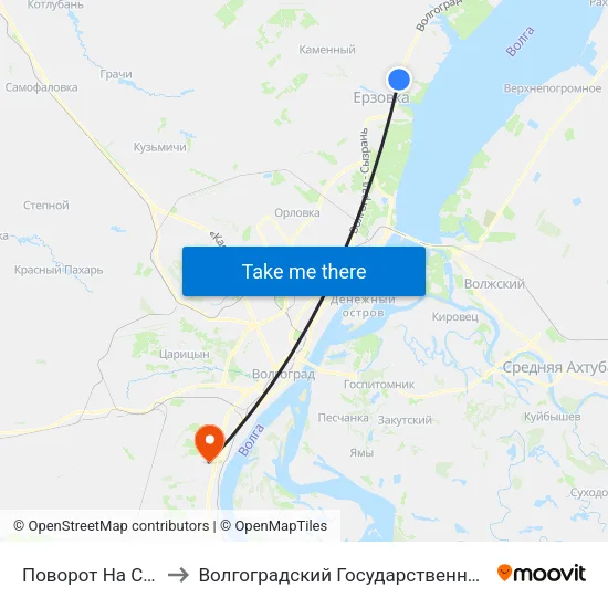 Поворот На С.Каменка (А) to Волгоградский Государственный Университет "" Волгу"" map