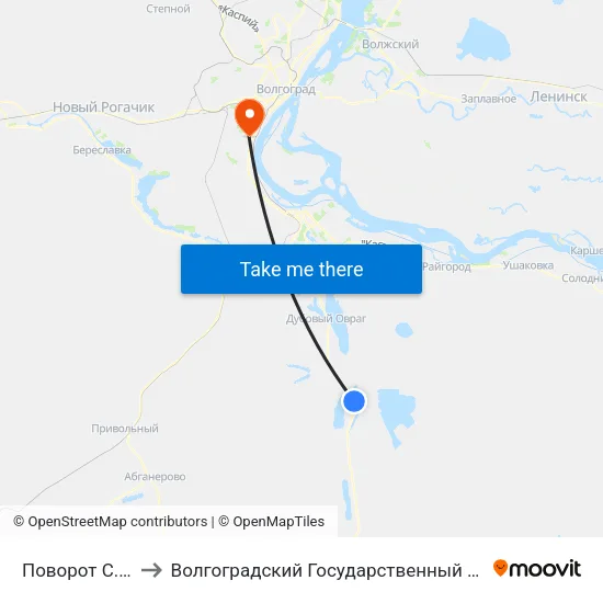 Поворот С.Цаца (А) to Волгоградский Государственный Университет "" Волгу"" map