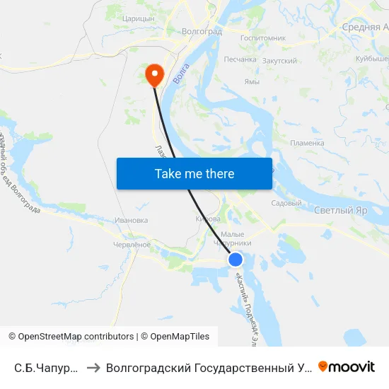 С.Б.Чапурники (Б) to Волгоградский Государственный Университет "" Волгу"" map