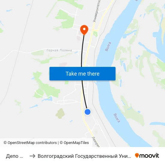 Депо №6 (Б) to Волгоградский Государственный Университет "" Волгу"" map