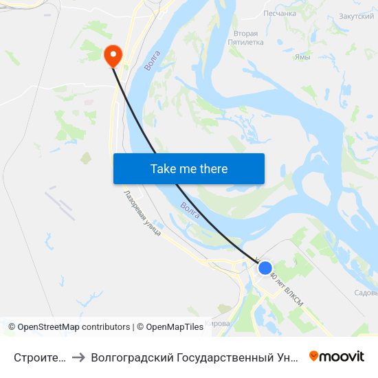 Строитель (А) to Волгоградский Государственный Университет "" Волгу"" map