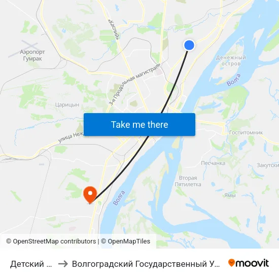 Детский Сад (А) to Волгоградский Государственный Университет "" Волгу"" map