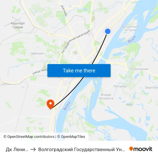 Дк Ленина (А) to Волгоградский Государственный Университет "" Волгу"" map