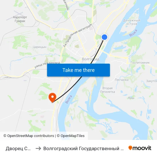 Дворец Спорта (Б) to Волгоградский Государственный Университет "" Волгу"" map