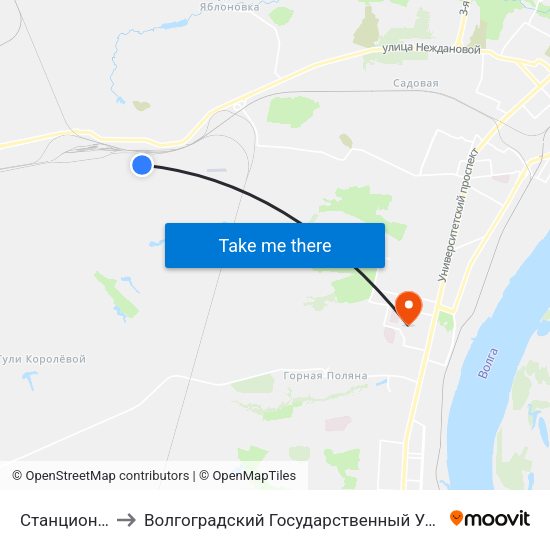 Станционная (А) to Волгоградский Государственный Университет "" Волгу"" map