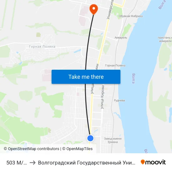 503 М/Р (А) to Волгоградский Государственный Университет "" Волгу"" map