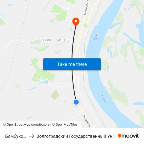 Бамбуковая (Б) to Волгоградский Государственный Университет "" Волгу"" map