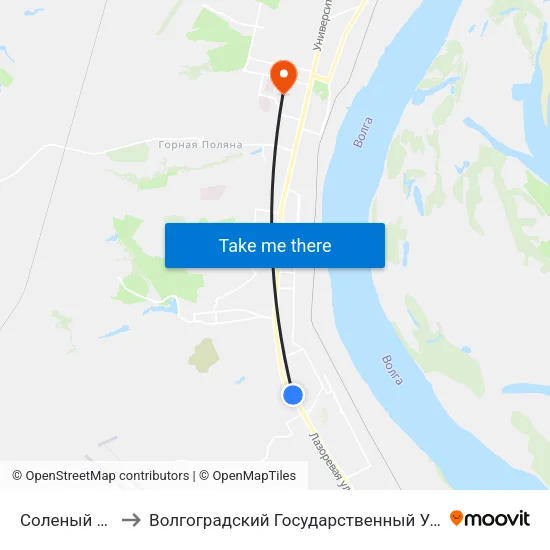 Соленый Пруд (А) to Волгоградский Государственный Университет "" Волгу"" map
